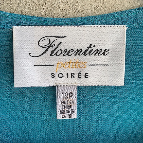 Turquoise Formal Dress with Long Blazer Vintage - Picture 6 of 7